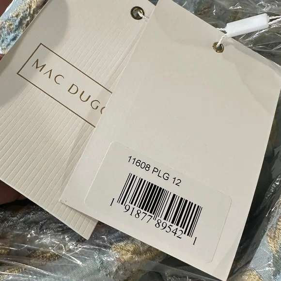 Mac Duggal Blue Brocade Puff Sleeve High Low Gown NWT - Picture 5 of 5